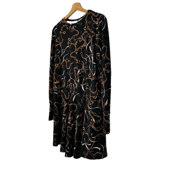 Zara Chain Print Long Sleeve A-Line Mini Dress - Picture 6 of 10